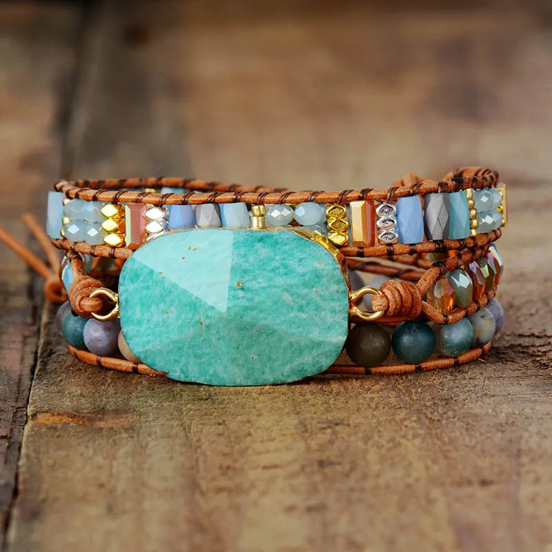 Onyx Amazonite Beaded Layer Bracelet