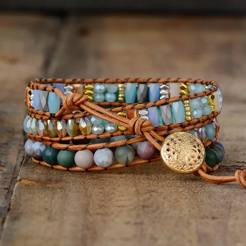 Onyx Amazonite Beaded Layer Bracelet