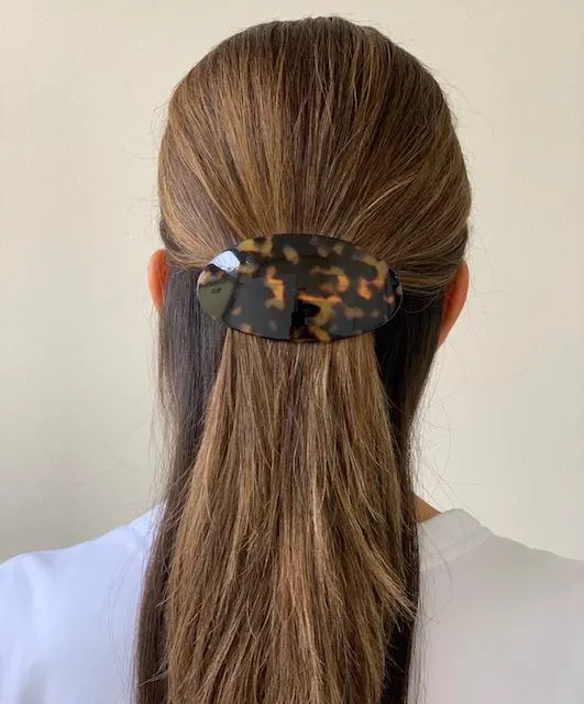 Oval Large Leopard Hair Clip