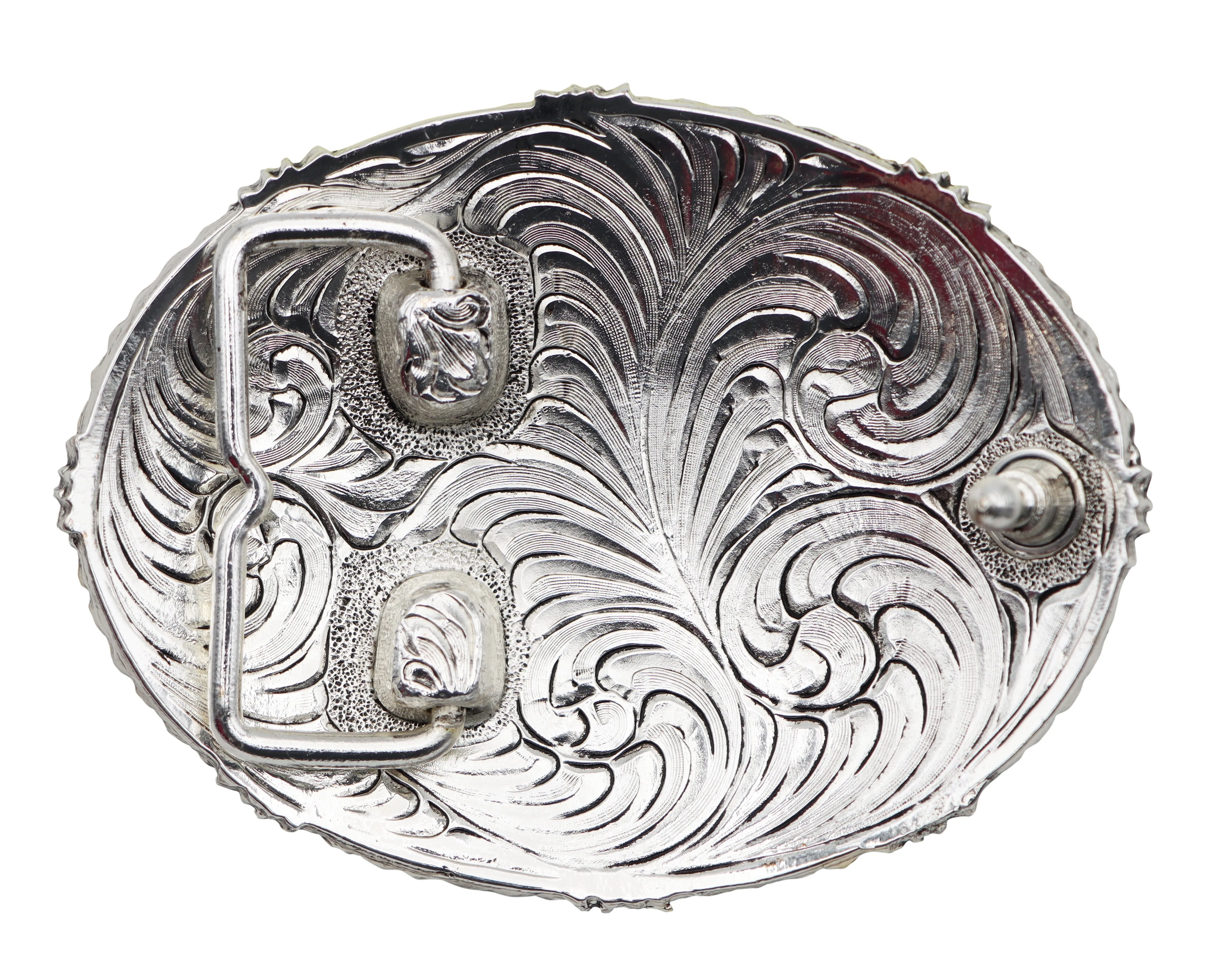 Oval Praying Cowboy with Barbed Wire and Rope Edge Buckle