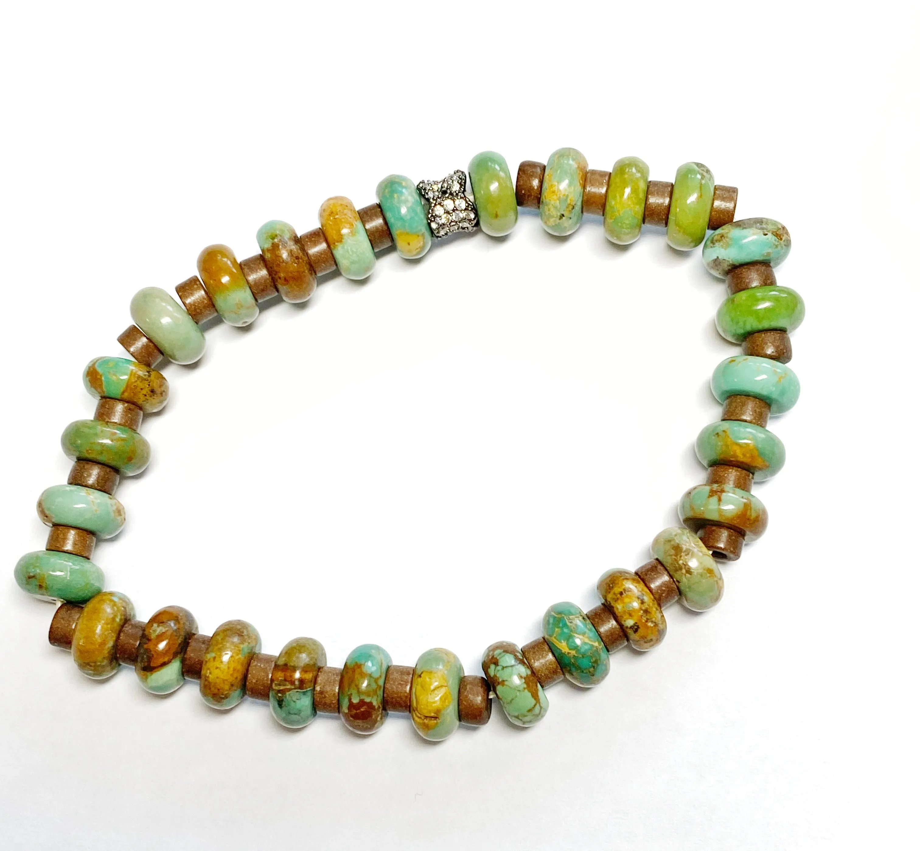 Oxidized Silver Pave Stretch Beaded Bracelets
