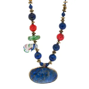 Peace & Harmony Lapis Lazuli Pendant Unique Beaded Necklace