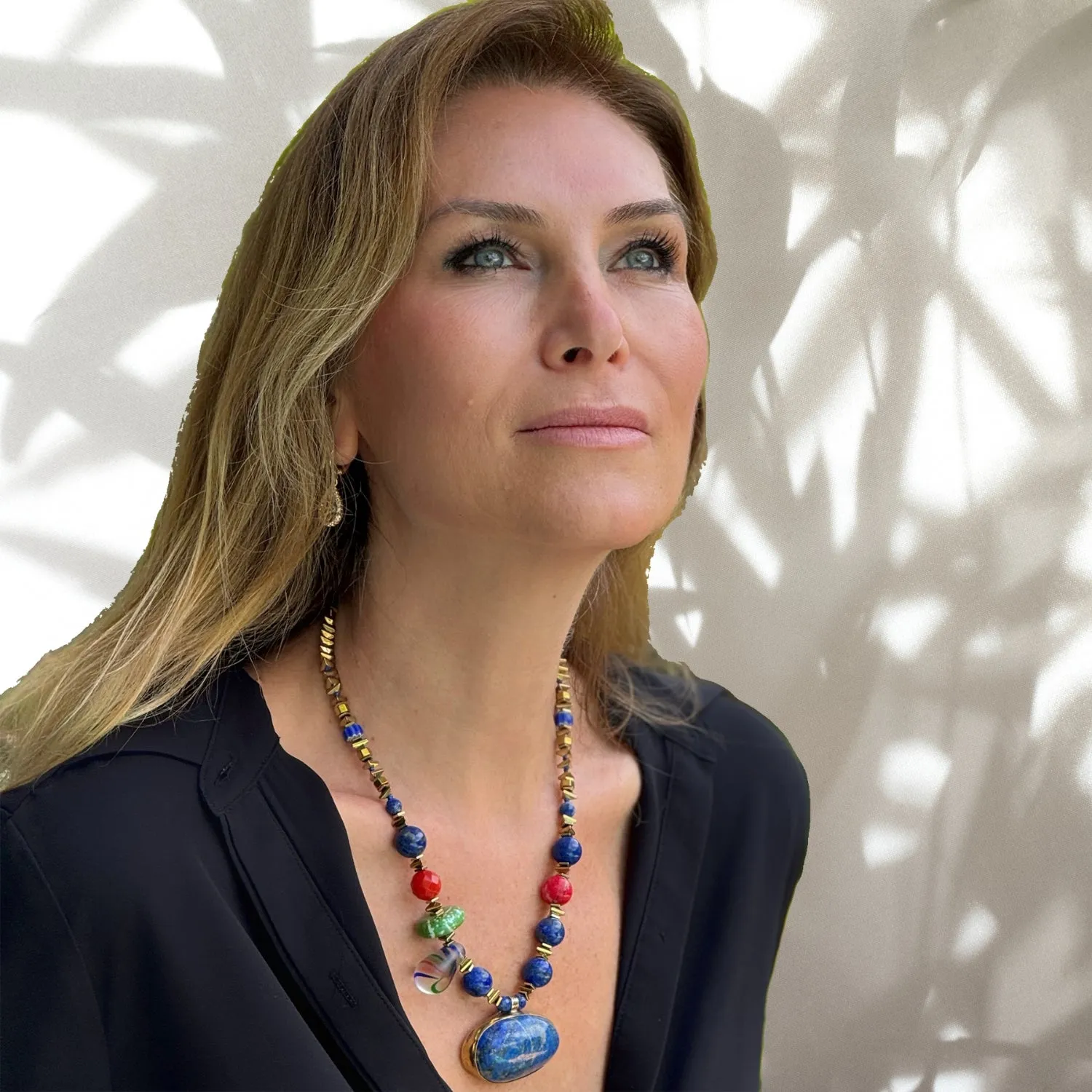 Peace & Harmony Lapis Lazuli Pendant Unique Beaded Necklace