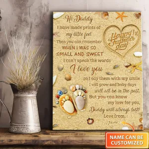 Personalized Canvas Daddy And Baby Foots Happy 1st Father's Day