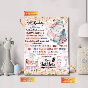 Personalized Canvas Elephant Happy 1st Father's Day