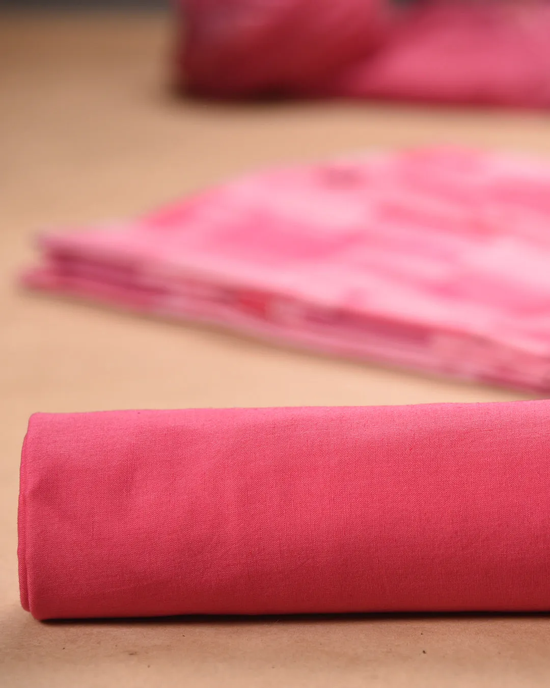 Pink Cotton Glazed Printed Unstitched Suit Fabric Set With Kota Embroidered Dupatta