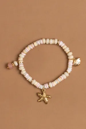 Pink Mix Charm Beaded Stretch Bracelet