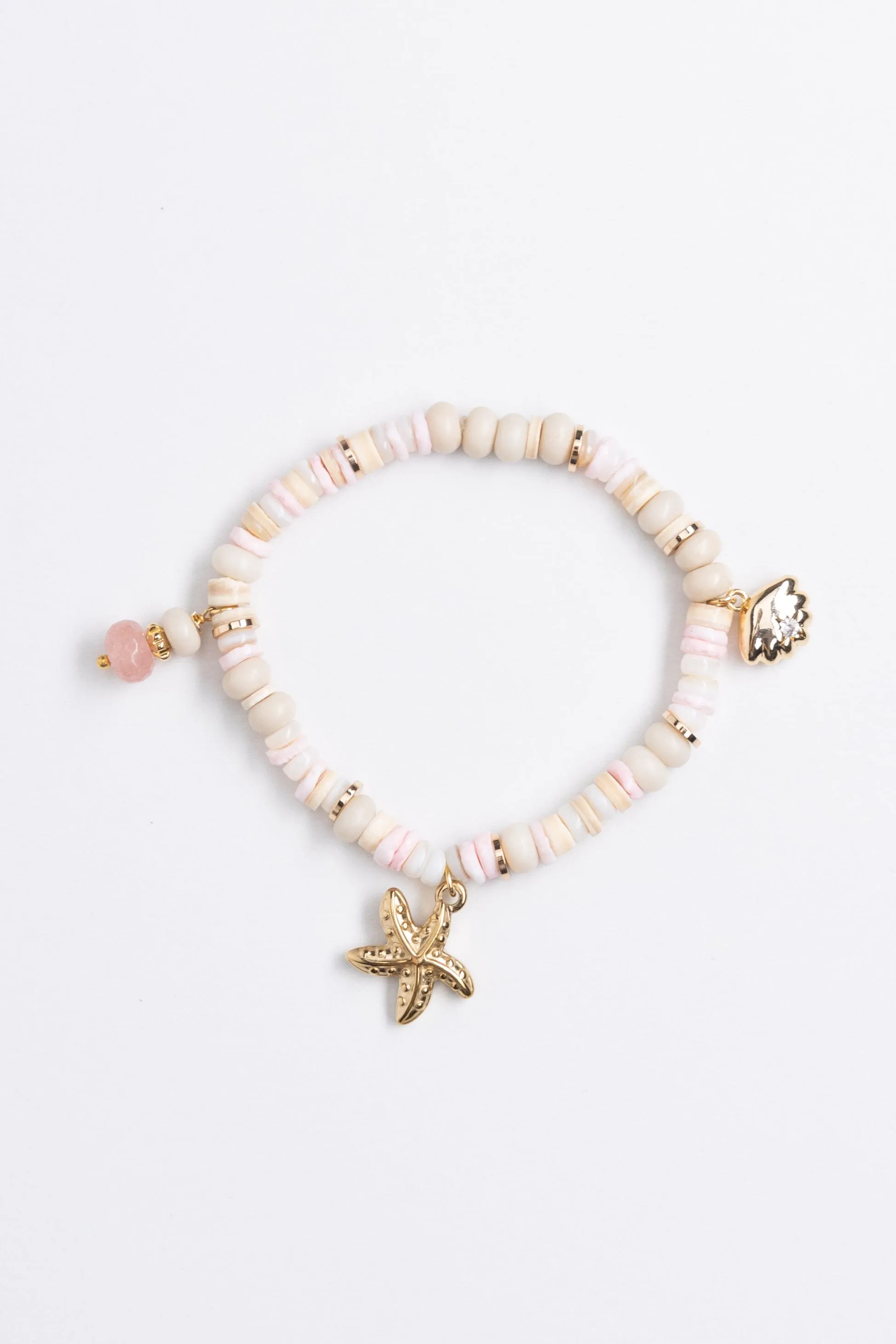 Pink Mix Charm Beaded Stretch Bracelet