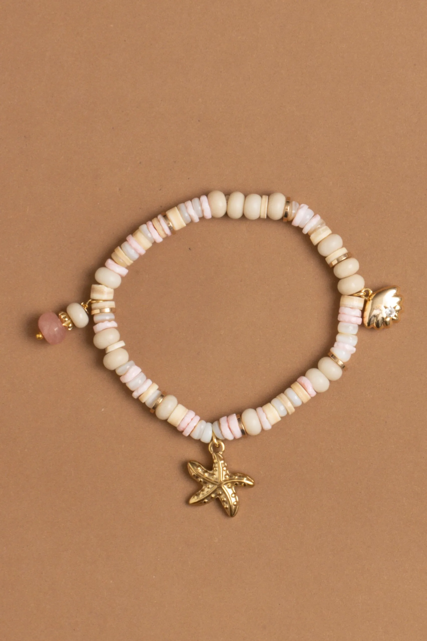 Pink Mix Charm Beaded Stretch Bracelet