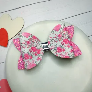 Pink Roses Faux Leather Bow Collection