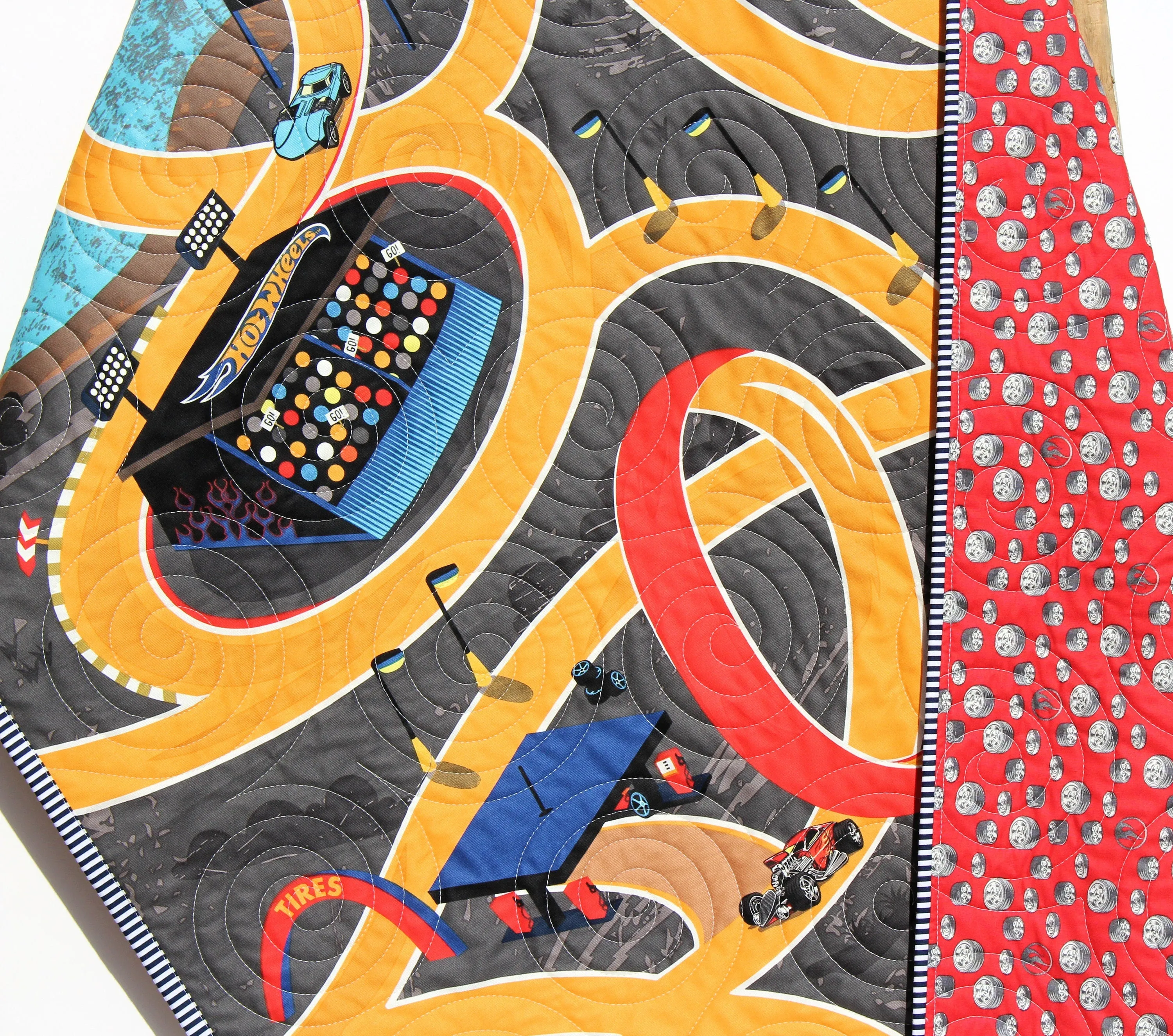 Playmat Quilt Kit Canvas Panel Baby Blanket Project Size Racetrack Cars Trucks Vehicles Roadways Race Play Mat Toys Newborn Boy Toddler