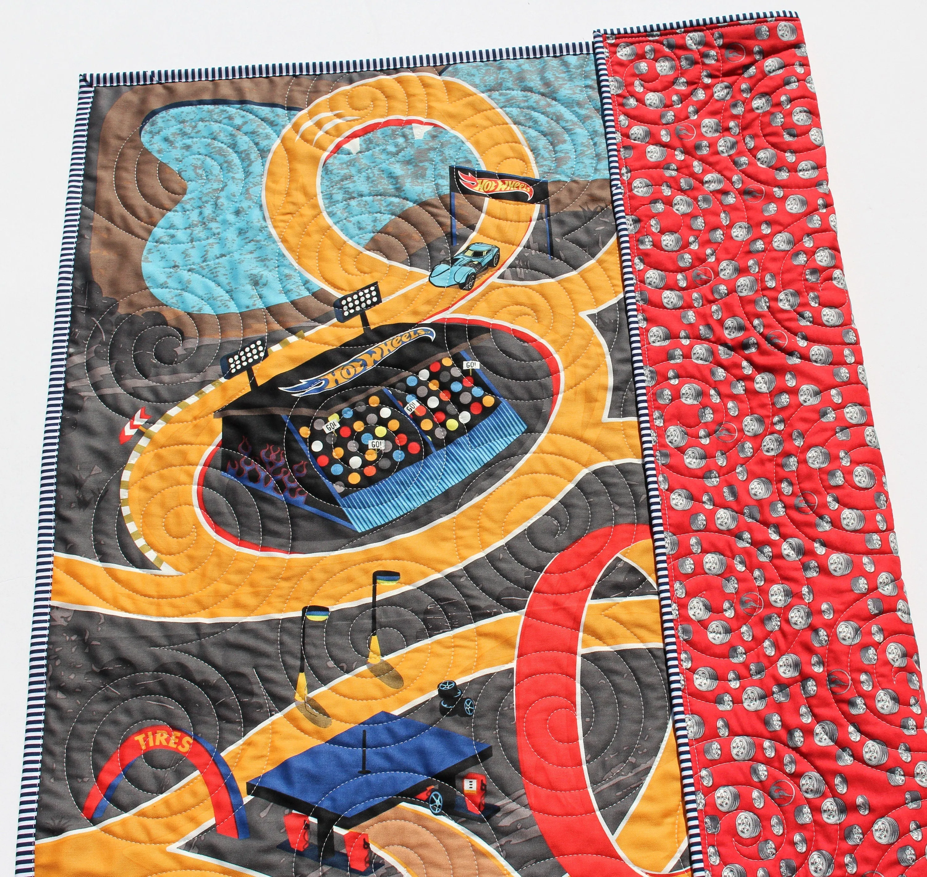 Playmat Quilt Kit Canvas Panel Baby Blanket Project Size Racetrack Cars Trucks Vehicles Roadways Race Play Mat Toys Newborn Boy Toddler
