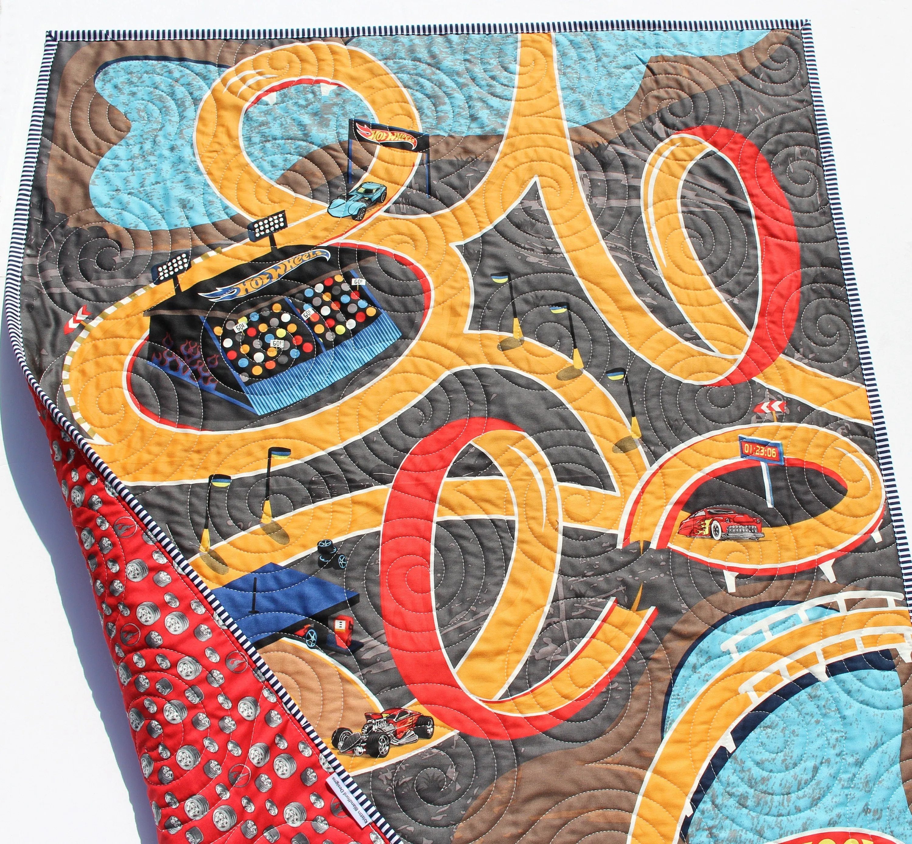 Playmat Quilt Kit Canvas Panel Baby Blanket Project Size Racetrack Cars Trucks Vehicles Roadways Race Play Mat Toys Newborn Boy Toddler