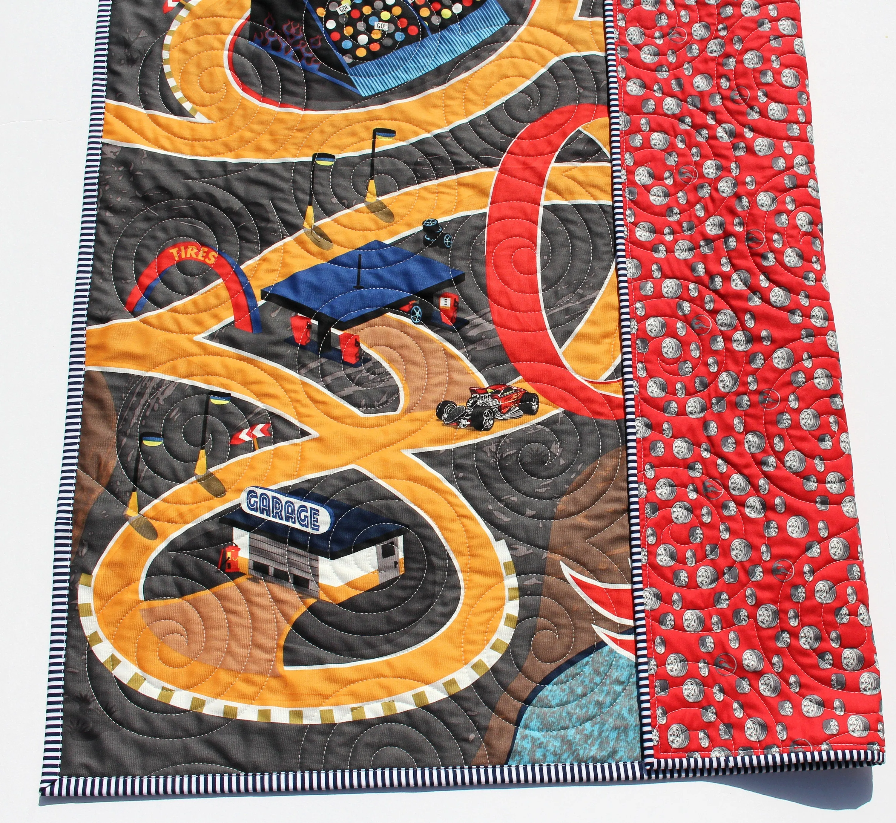 Playmat Quilt Kit Canvas Panel Baby Blanket Project Size Racetrack Cars Trucks Vehicles Roadways Race Play Mat Toys Newborn Boy Toddler