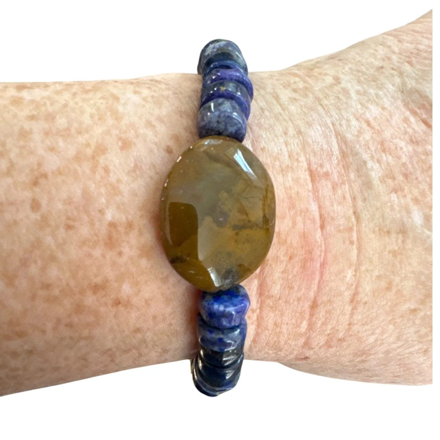Polychrome Jasper & Lapis beaded Bracelet