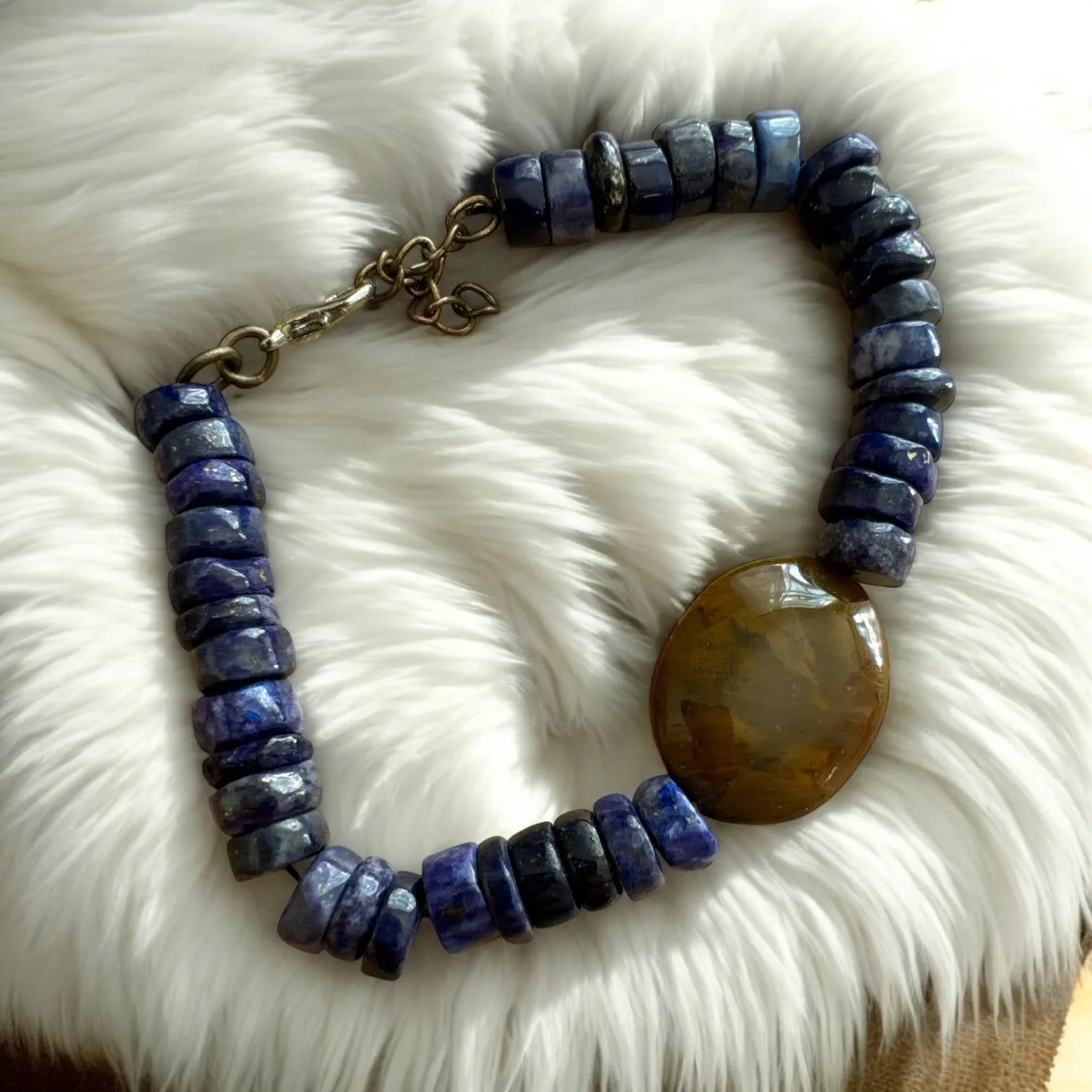 Polychrome Jasper & Lapis beaded Bracelet
