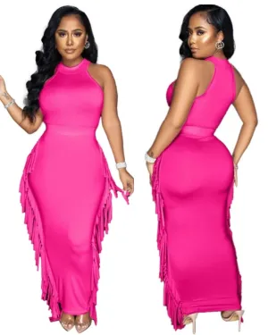 Pretty in Pink Tassle Dress