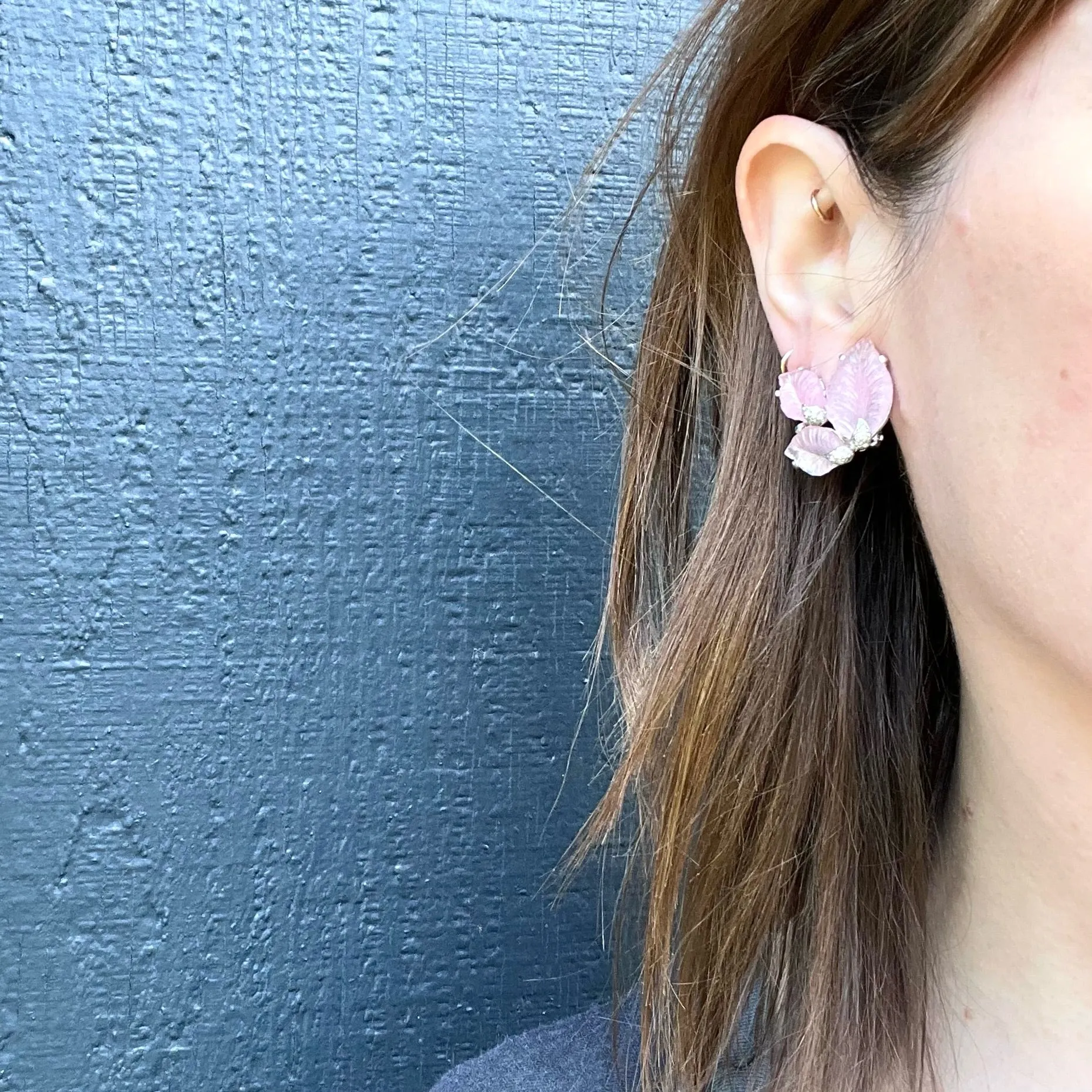 Pretty Pastel Pink Glass Leaf Jomaz Earrings