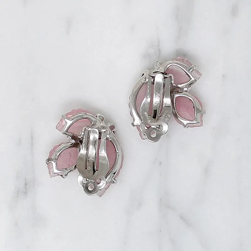 Pretty Pastel Pink Glass Leaf Jomaz Earrings