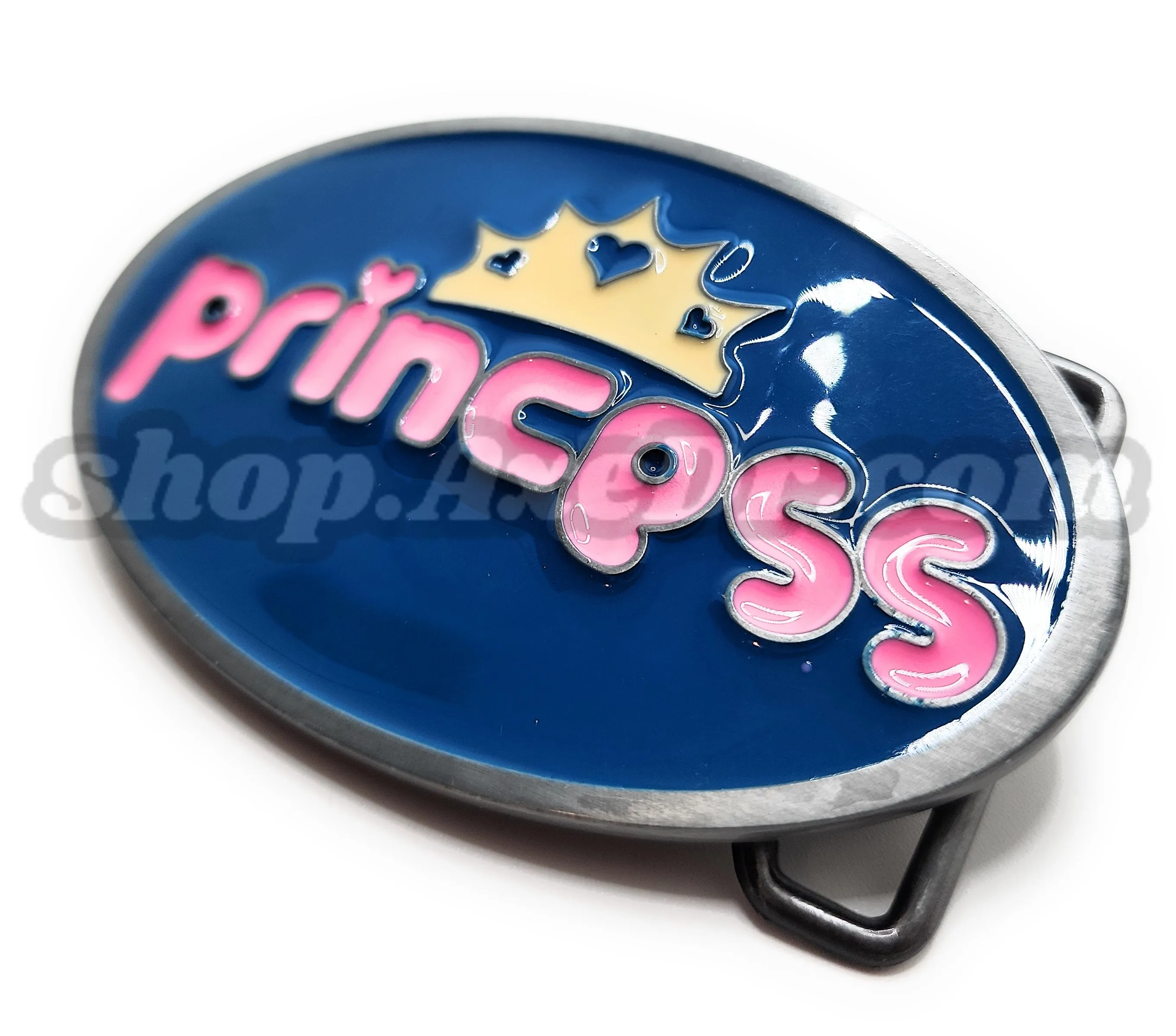 Princess Belt Buckle Blue and Pink Bubble-Lettered