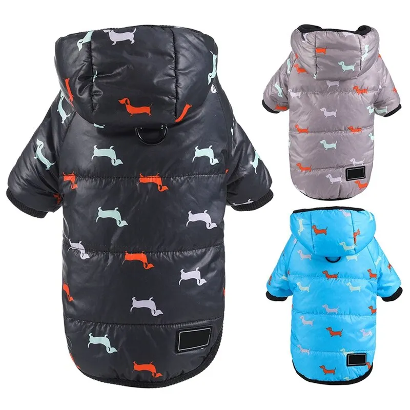 Printed Coat with a Hoodie for Pets