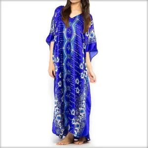 Purple Printed Long Gown Kaftan