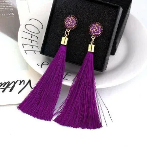 Purple Tassel Fringe Earring