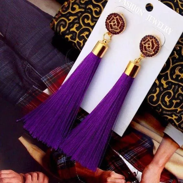 Purple Tassel Fringe Earring