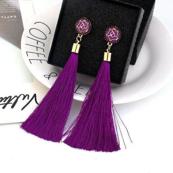 Purple Tassel Fringe Earring