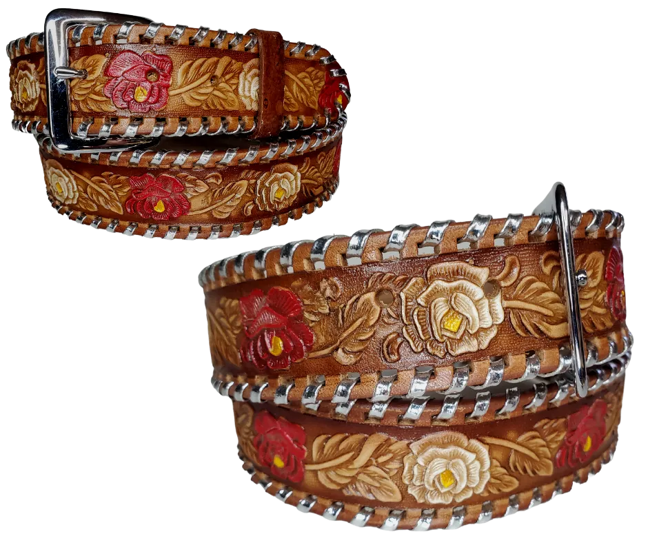 "Roses and Lace" Leather Belt