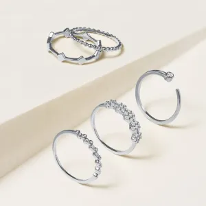 "Suits me Perfectly"  010CTW Set of 5  Stackable Rings - Silver