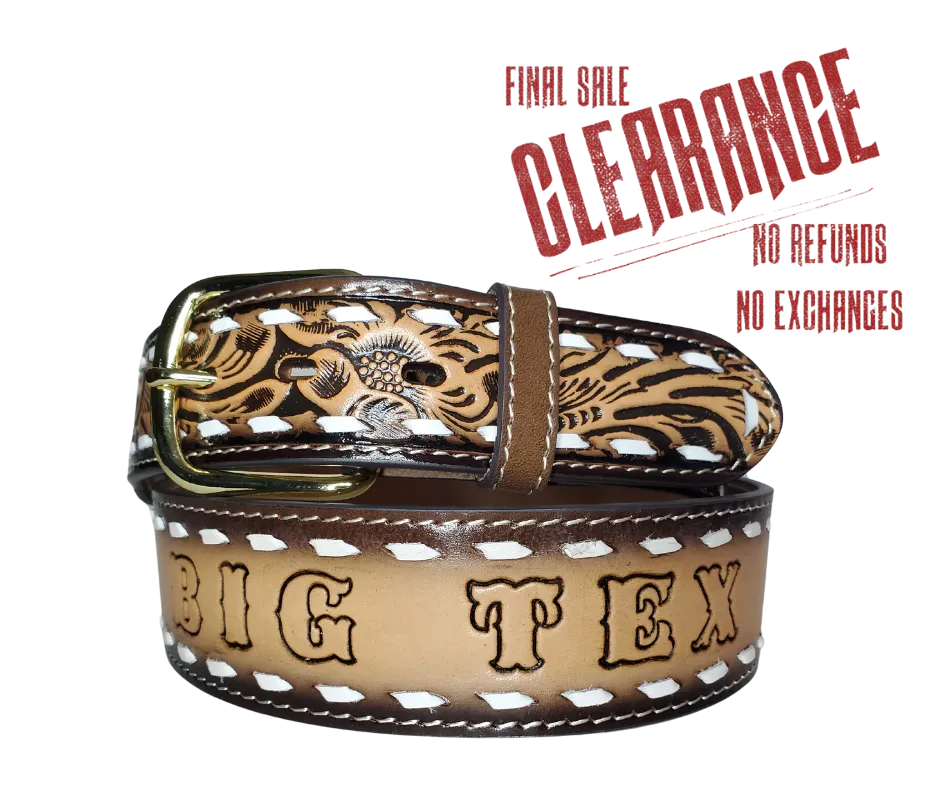 "The Roadhouse" Name Leather Belt  "Quick Ship"