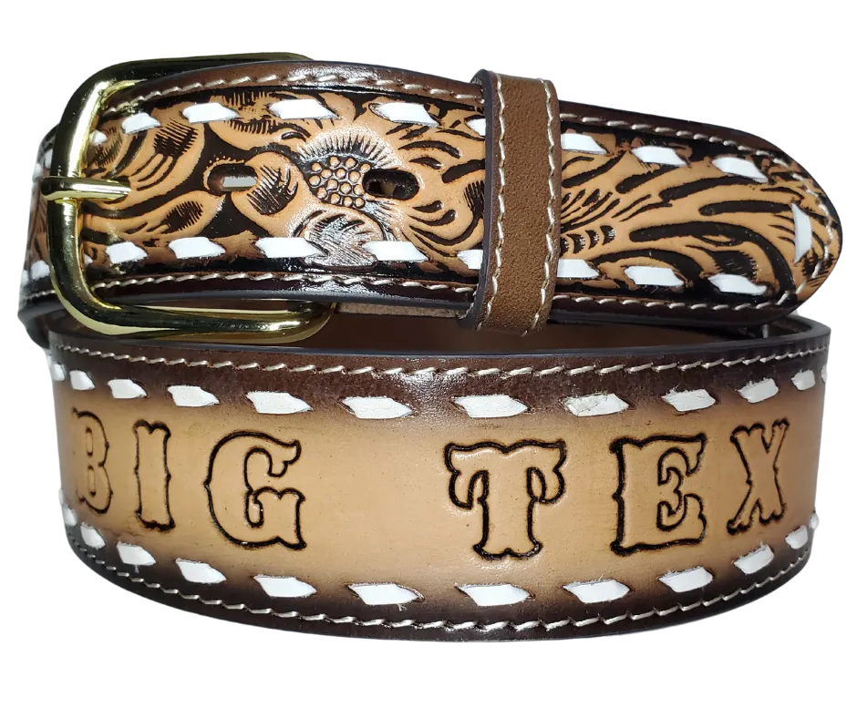 "The Roadhouse" Name Leather Belt  "Quick Ship"