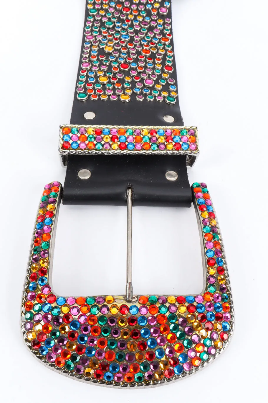 Rainbow Crystal Studded Leather Belt
