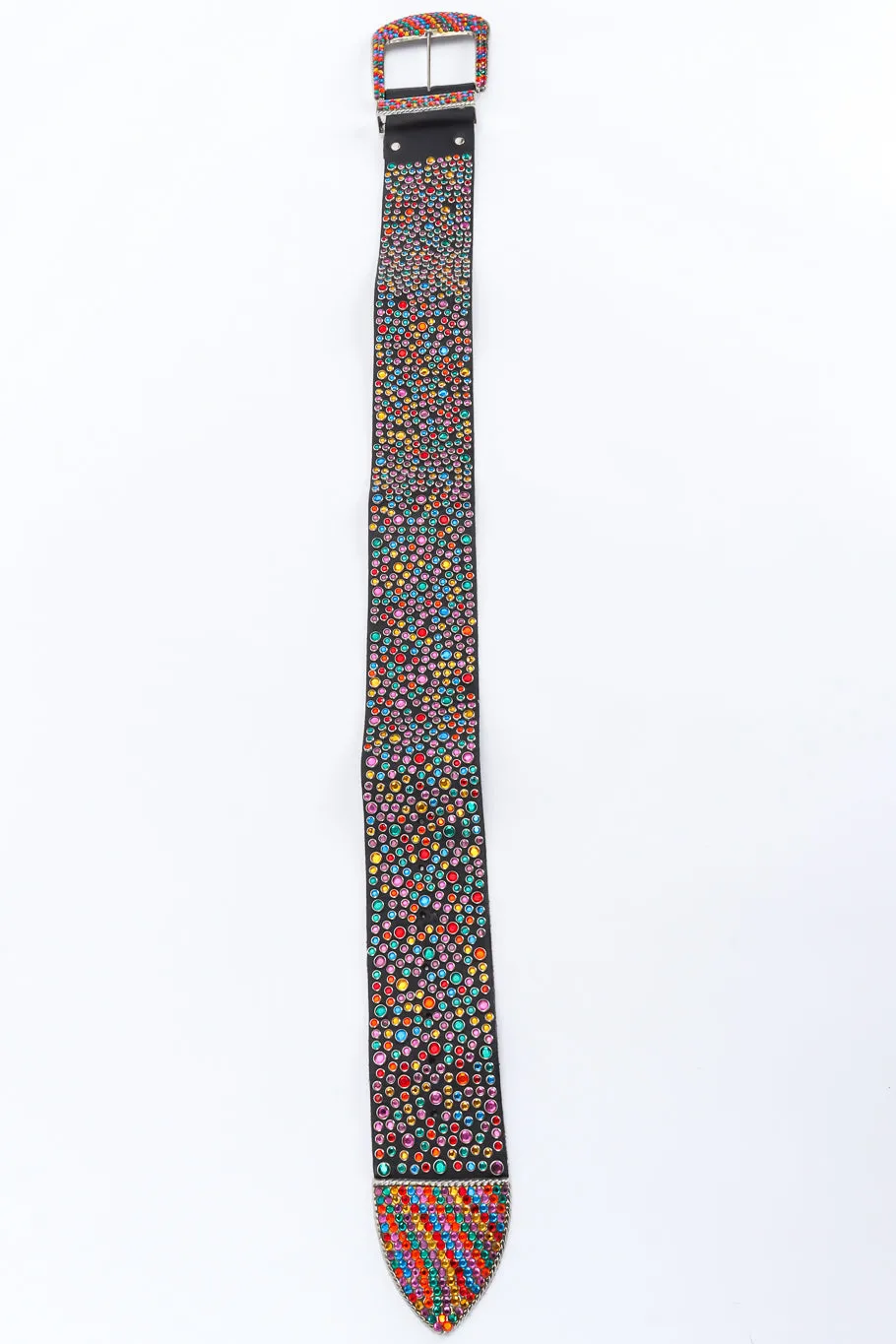 Rainbow Crystal Studded Leather Belt