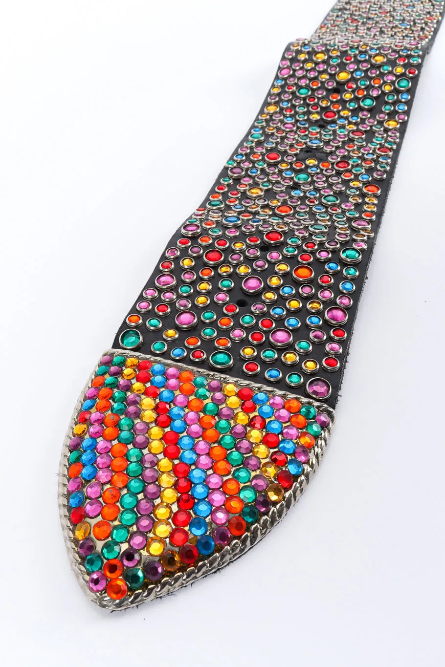 Rainbow Crystal Studded Leather Belt