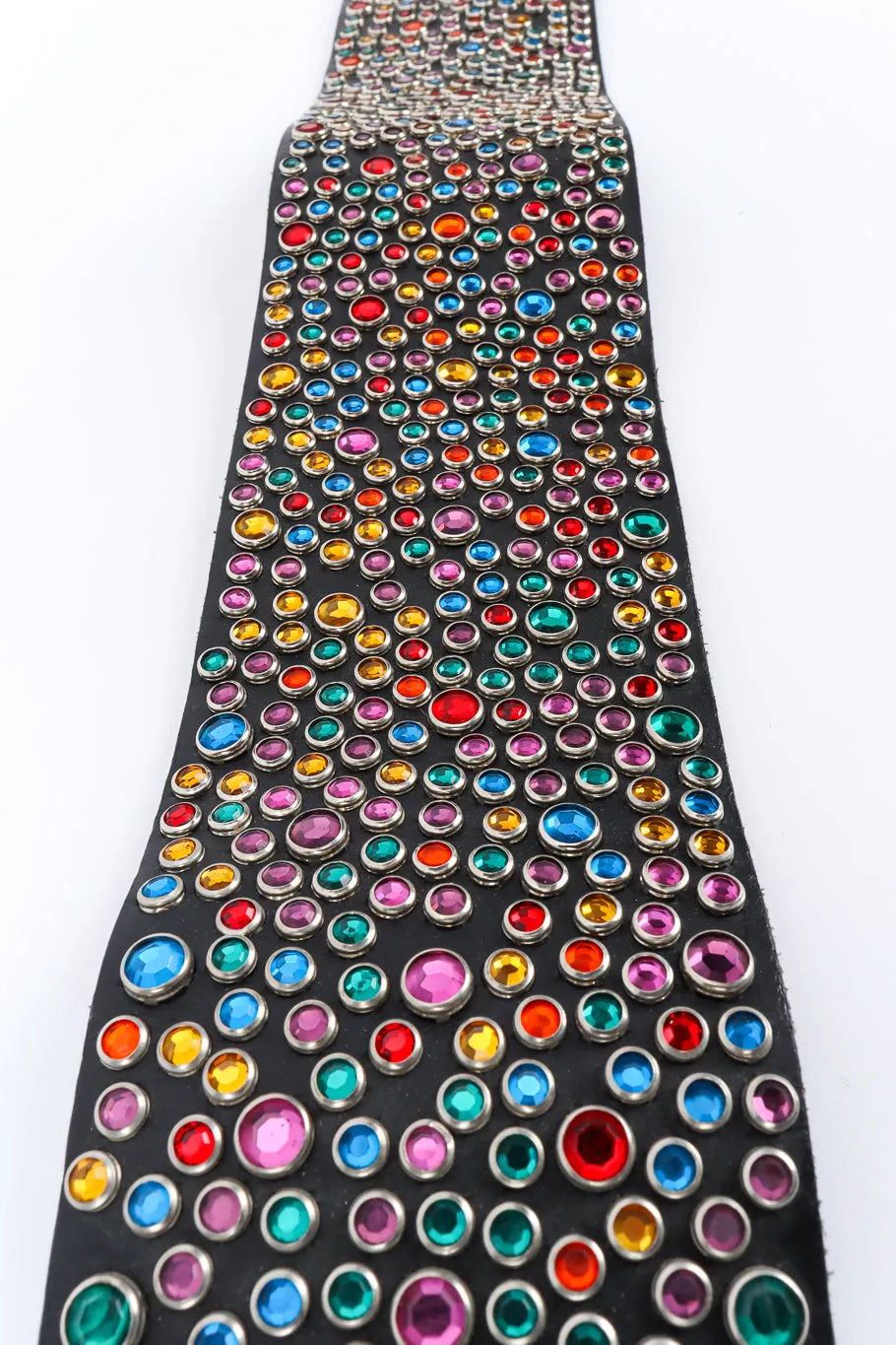 Rainbow Crystal Studded Leather Belt