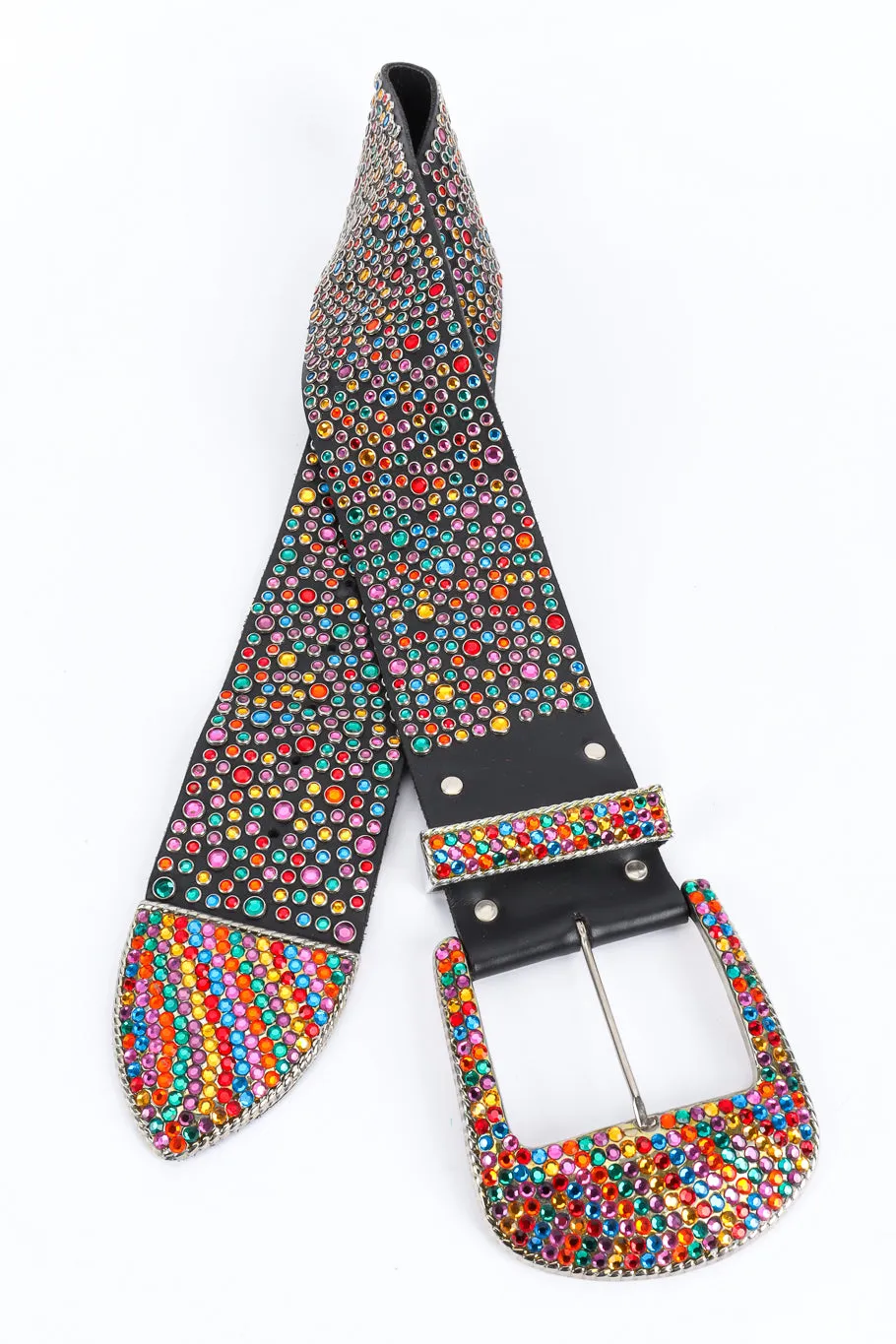 Rainbow Crystal Studded Leather Belt