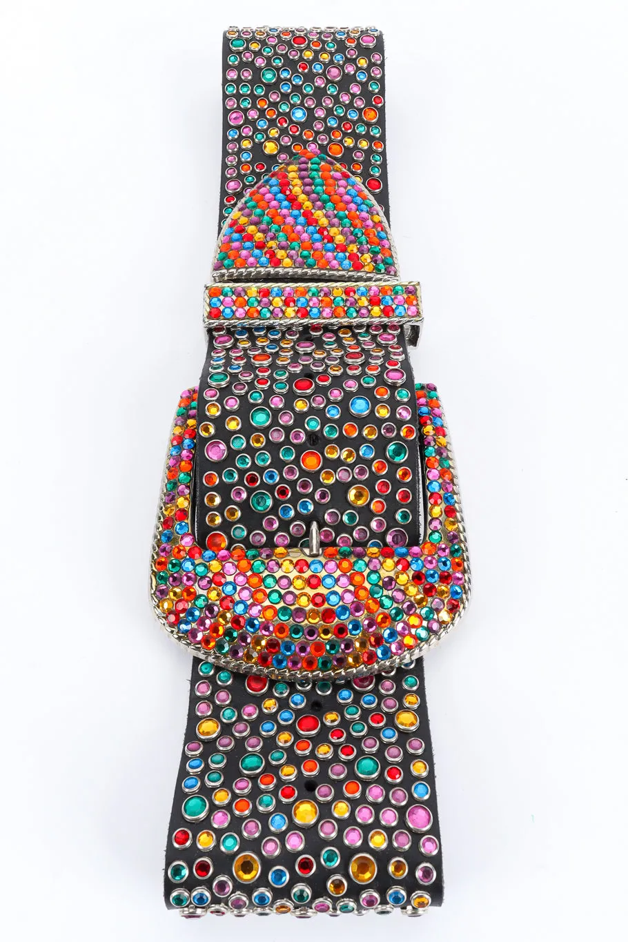 Rainbow Crystal Studded Leather Belt