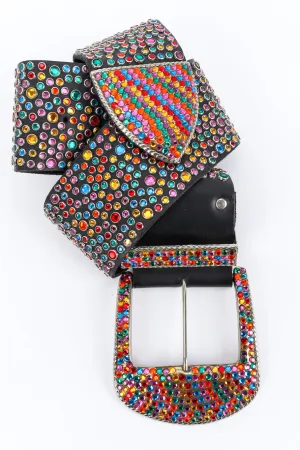 Rainbow Crystal Studded Leather Belt