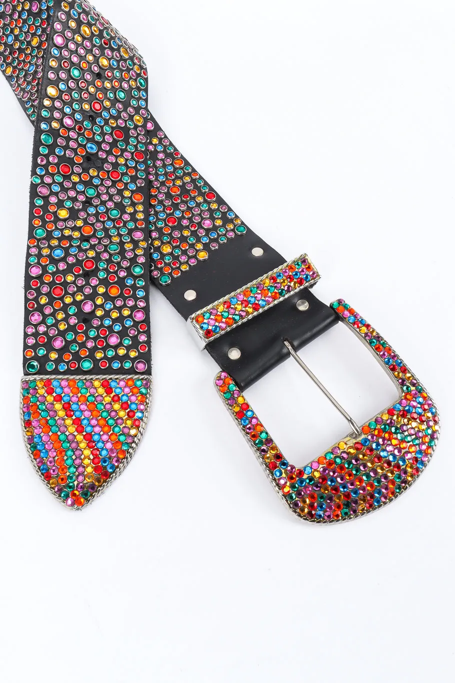 Rainbow Crystal Studded Leather Belt
