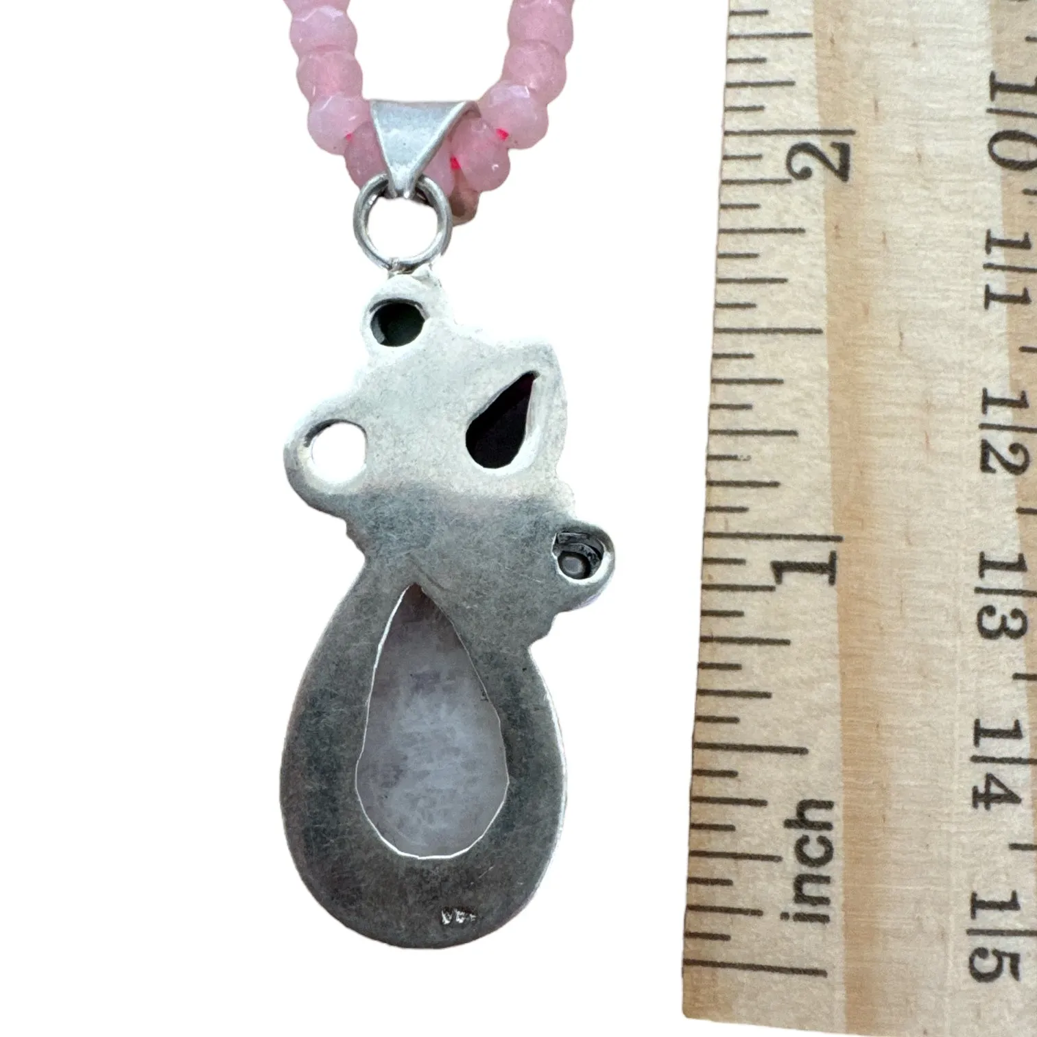Rainbow Moonstone, Larimar, Pink Opal, Amethyst Pearl Solid 925 Sterling Silver Pendant Necklace