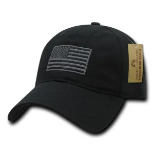RapDom USA American Flag Hat Tonal Black Patch Relaxed Polo Style Baseball Cap