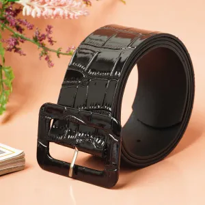 Rectangle Buckle Textured Black Belt