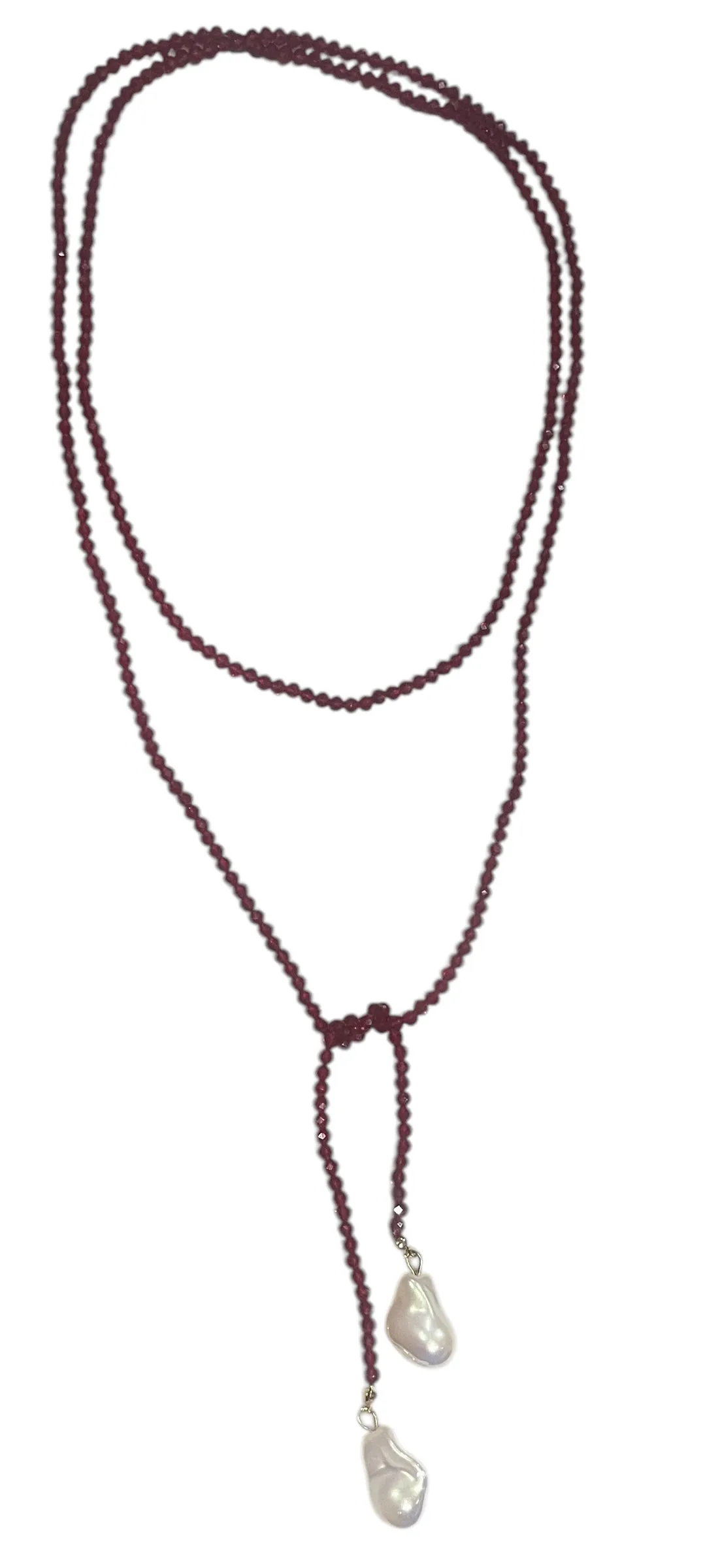 Red Pearl Beaded Long Necklace