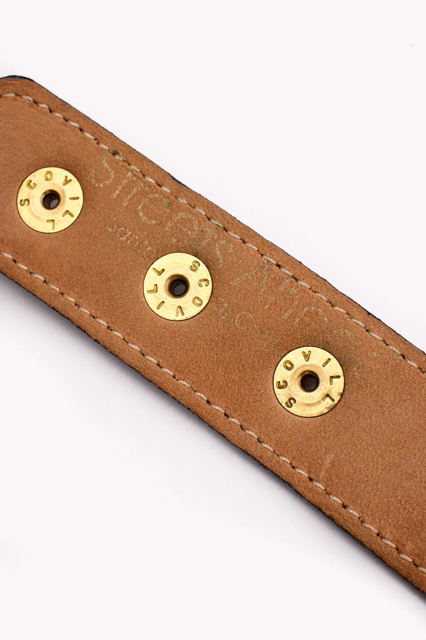 Rhinestone Medallion Draped Chain Leather Belt