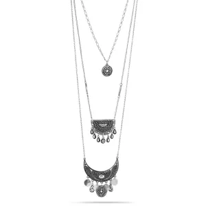 RHODIUM CHARMS LAYERED  NECKLACES #SQ256-161661RH (SB8)