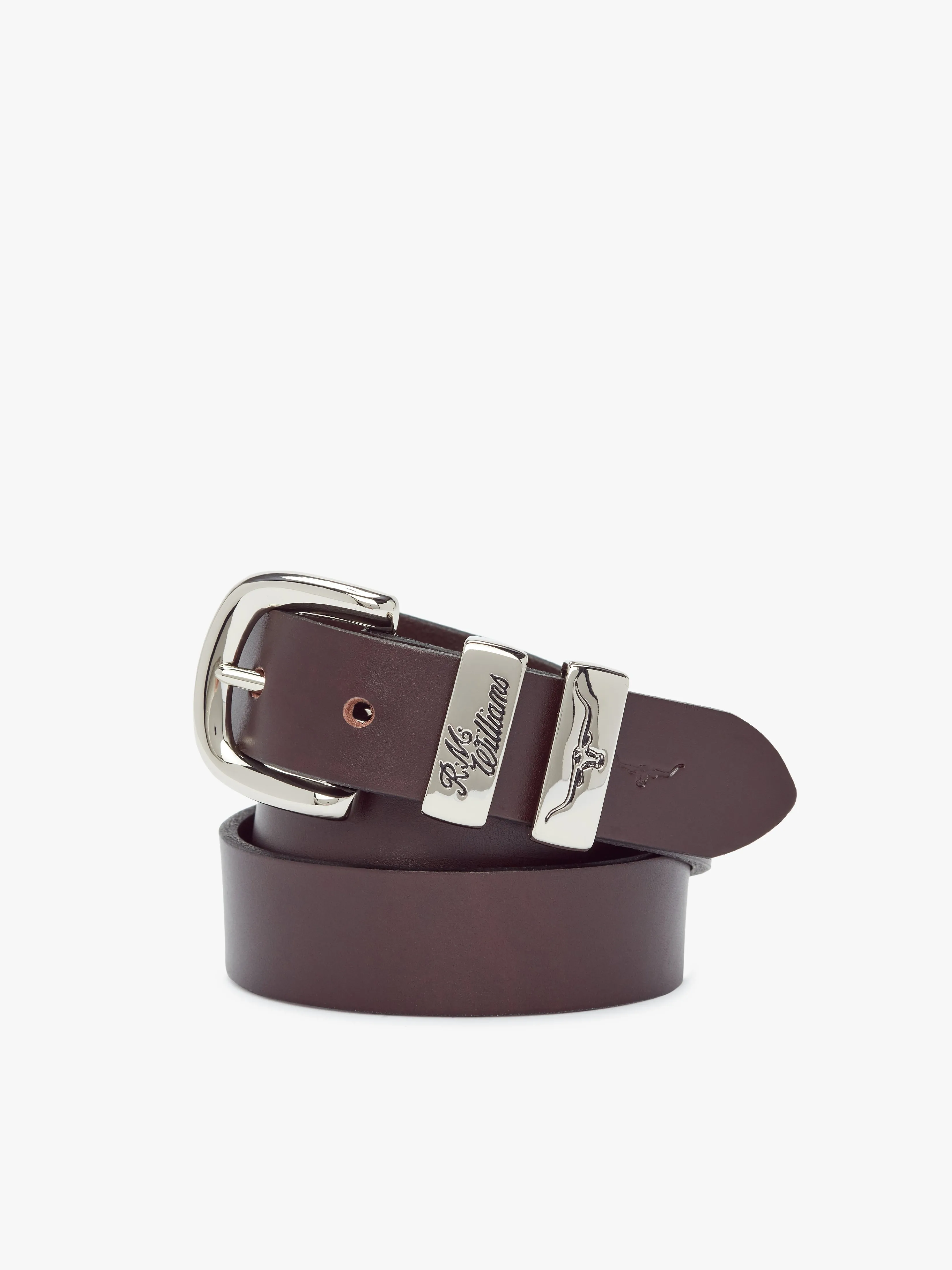 R.M. Williams 1 1/4" 3 Piece Solid Hide Belt - Chestnut