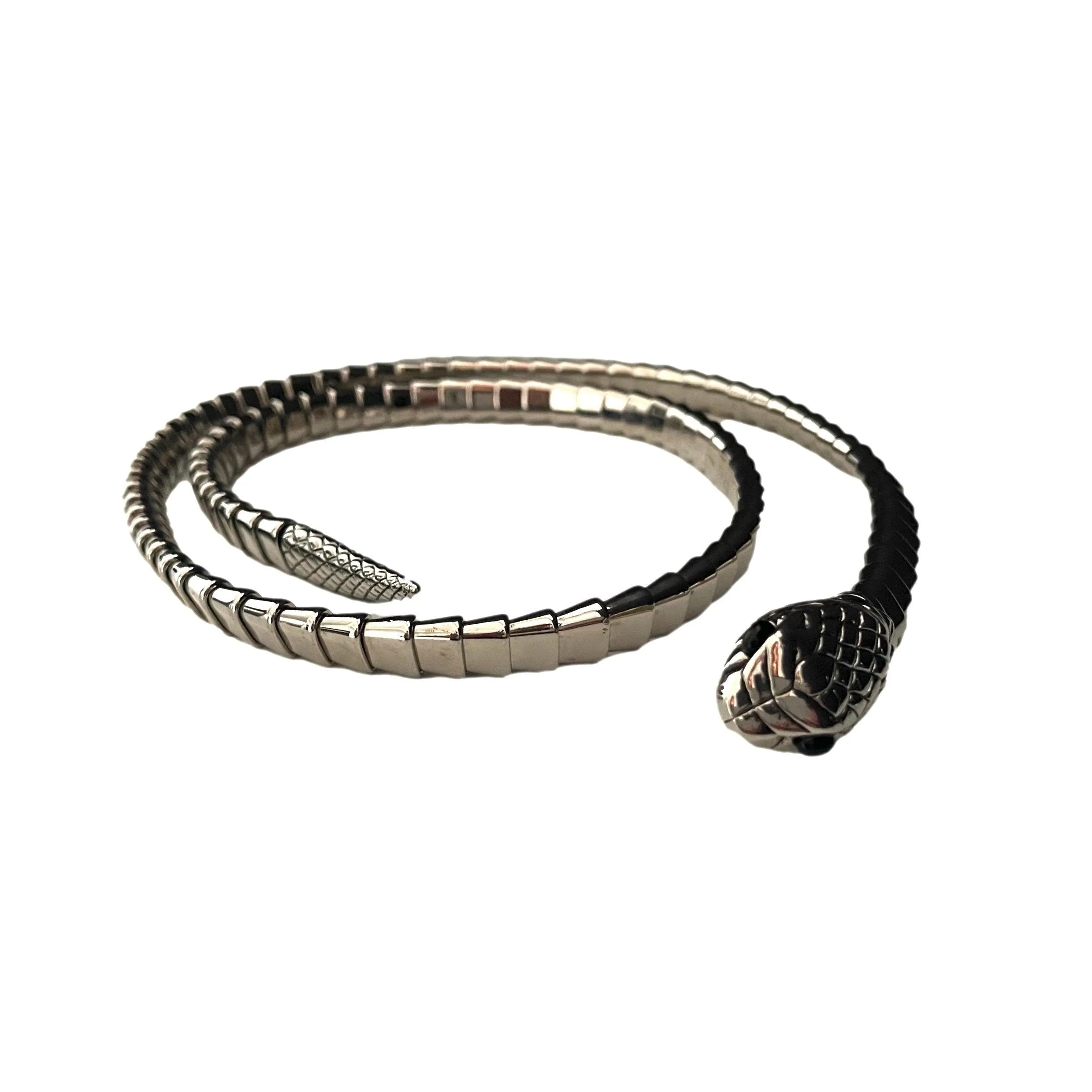 Roberto Cavalli Silver Snake Slinky Belt