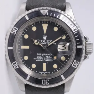 ROLEX VINTAGE DATE SUBMARINER 1680 WITH LIGHT BEIGE TONE PATINA ON STRAP $9,500